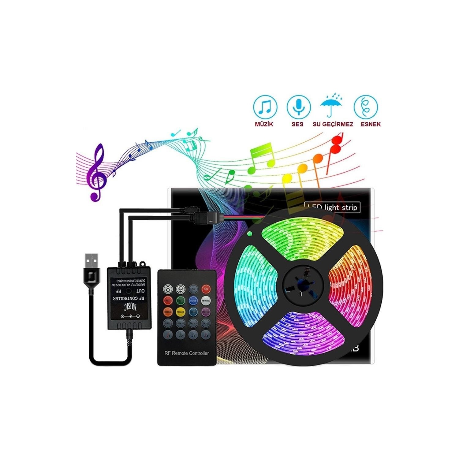 Azemax 50cm Ses Destekli RGB Kumandalı USB Şerit LED Aydınlatma Azemax 50cm Ses Destekli RGB Kumandalı USB Şerit LED Aydınlatma