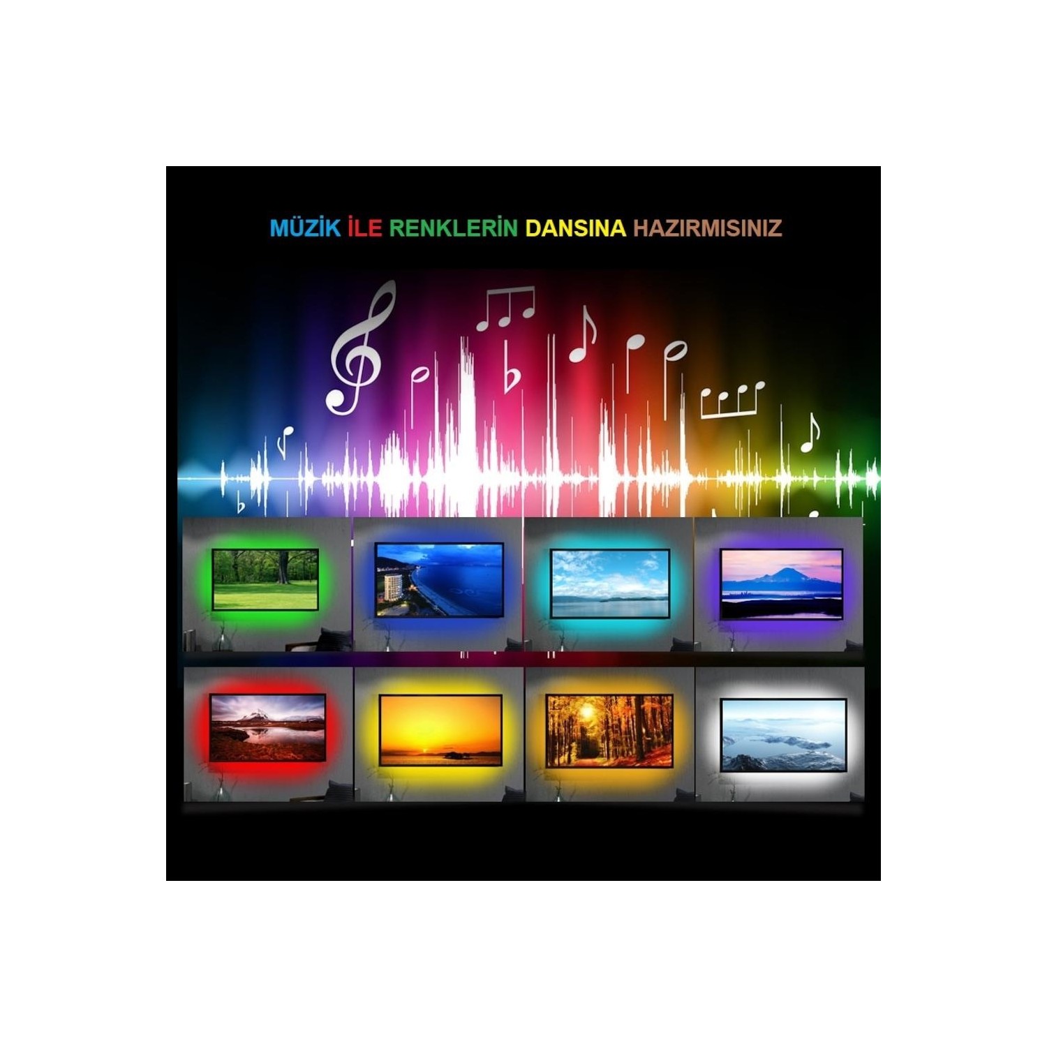 Azemax 50cm Ses Destekli RGB Kumandalı USB Şerit LED Aydınlatma Azemax 50cm Ses Destekli RGB Kumandalı USB Şerit LED Aydınlatma