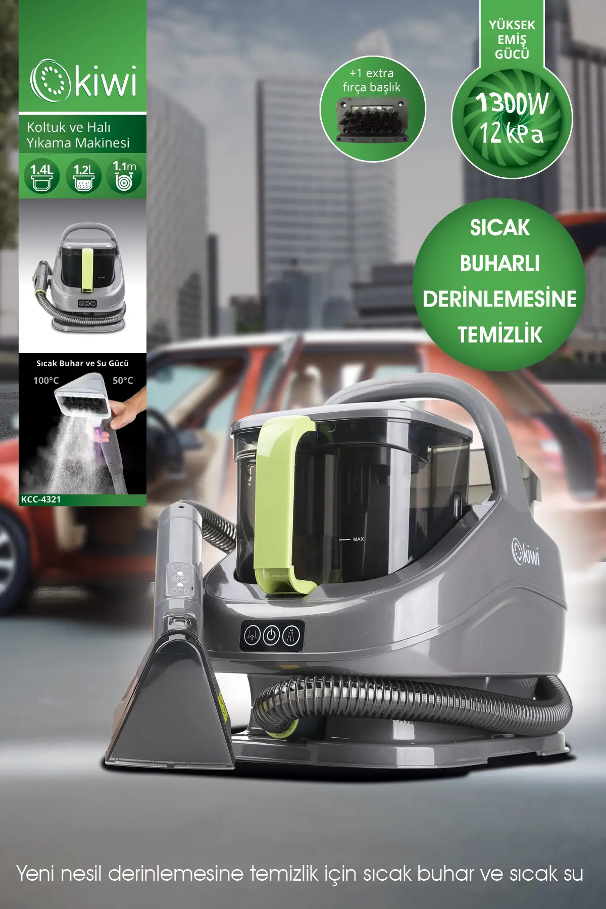 Kiwi KCC-4321 Koltuk ve Halı Yıkama Makinesi Siyah