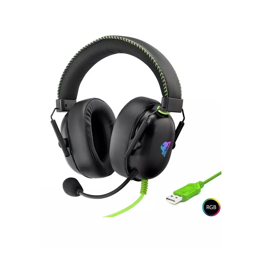 Mofan G886 Usb RGB 7.1 Gaming Kulaklık - Siyah Yeşil