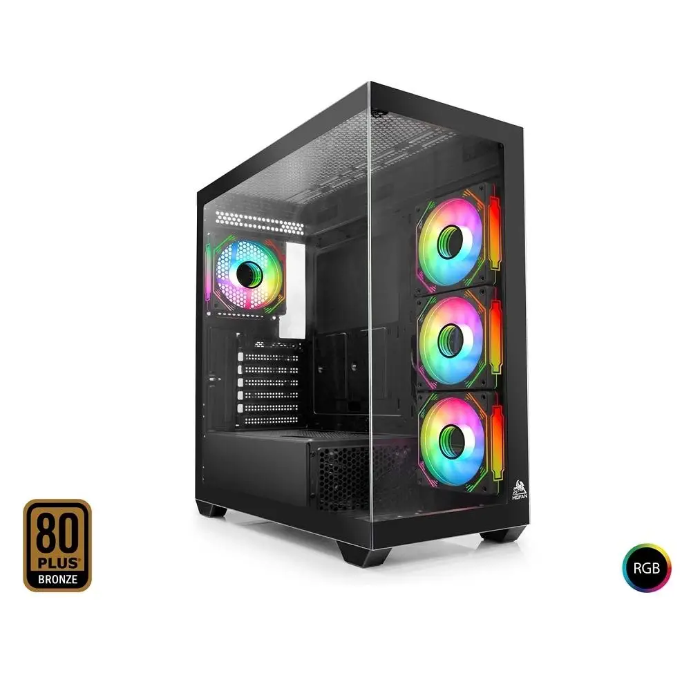 Mofan Mf2903b 850w 80Plus Bronze Power Supply 4gb Fan Temperli Cam Siyah Gaming Kasa
