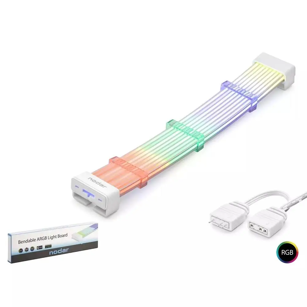 Nodar Nd2802 Silikon Işıklı Bendable ARGB Light Board 2x8p Beyaz (Dekoratif GPU Aydınlatma Kablosu)