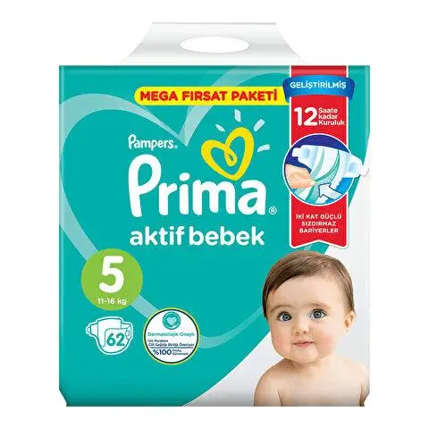 Prima Aktif Bebek Bezi No:5 Junior 62 Adet 11-16 Kg